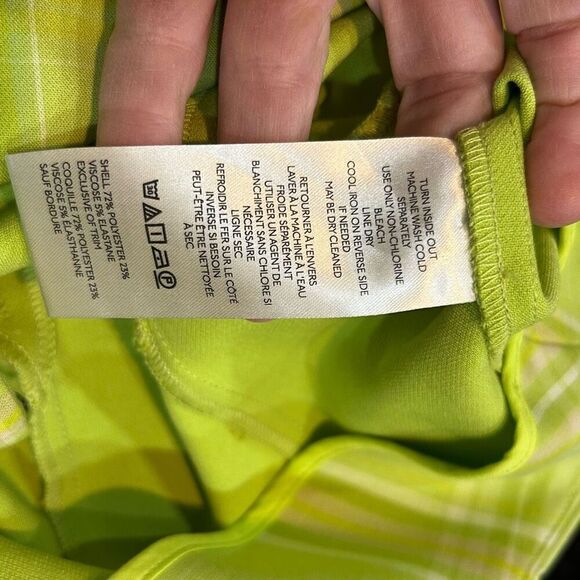 Maeve Anthropologie Skirty Godet Skort chartreuse‎ green plaid size 4 NEW - Picture 9 of 10